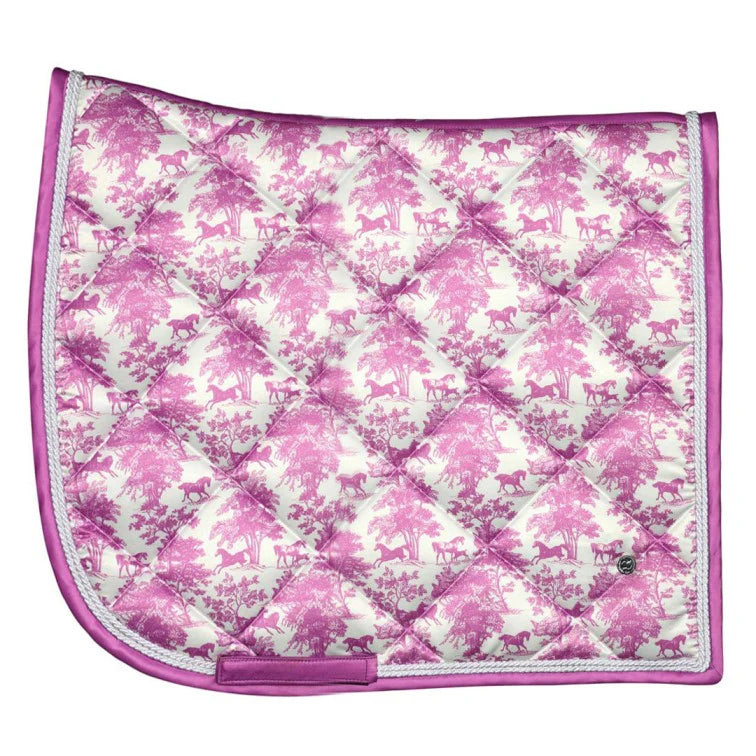 Dapple Bay Toile Dressage Saddle Pad Rose/White