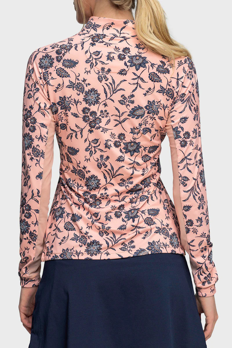 Kastel Denmark Jacobean Peach Floral Long Sleeve 1/4 Zip
