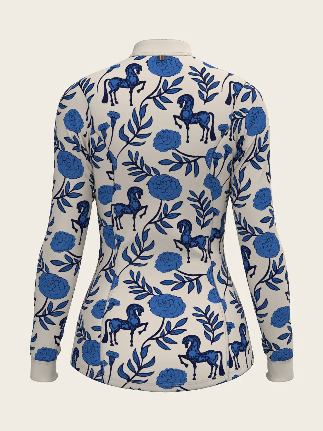 Espoir Equestrian Peony in Blue Quarter Zip Shirt