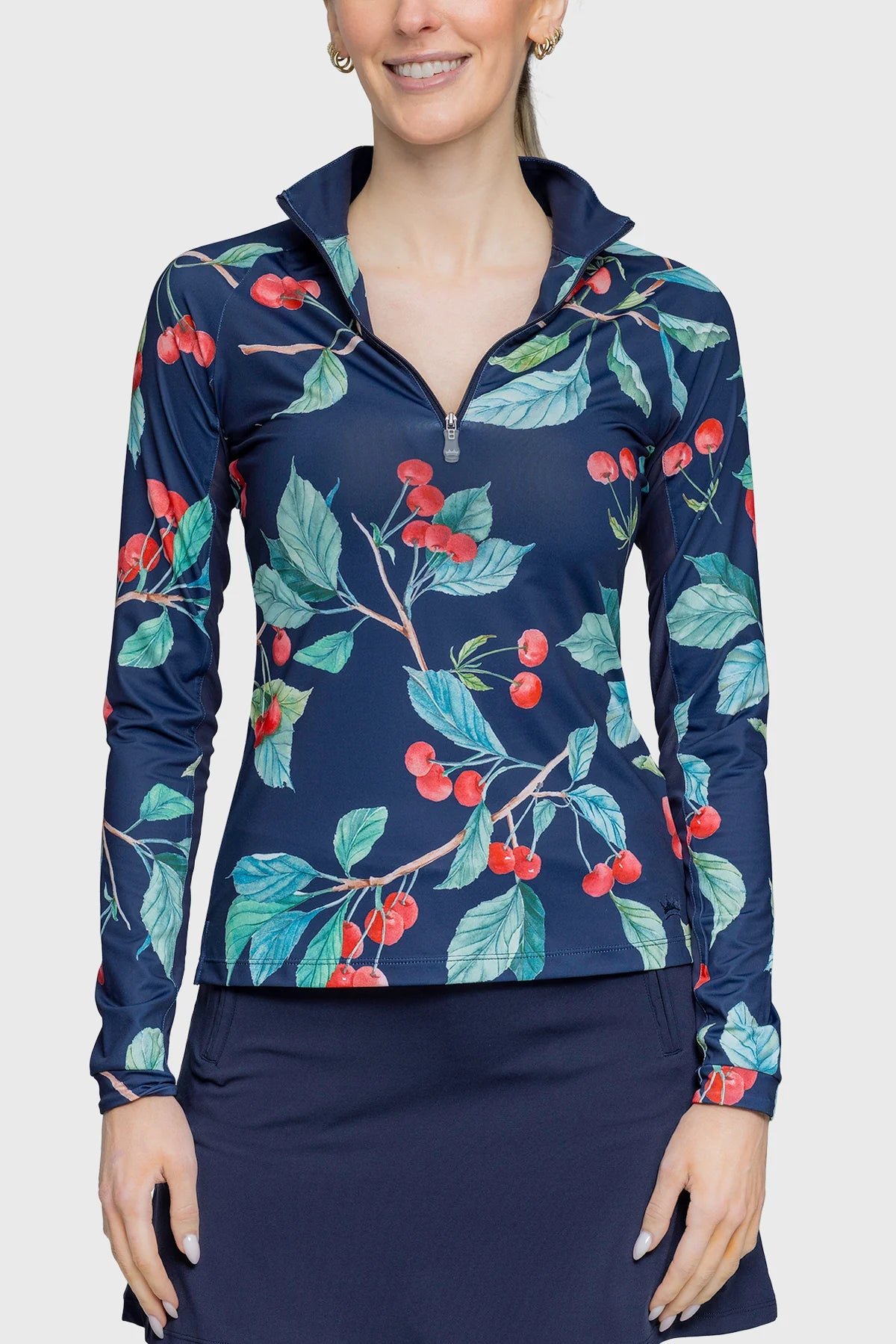 Kastel Denmark Long Sleeve Navy Cherries 1/4 Zip