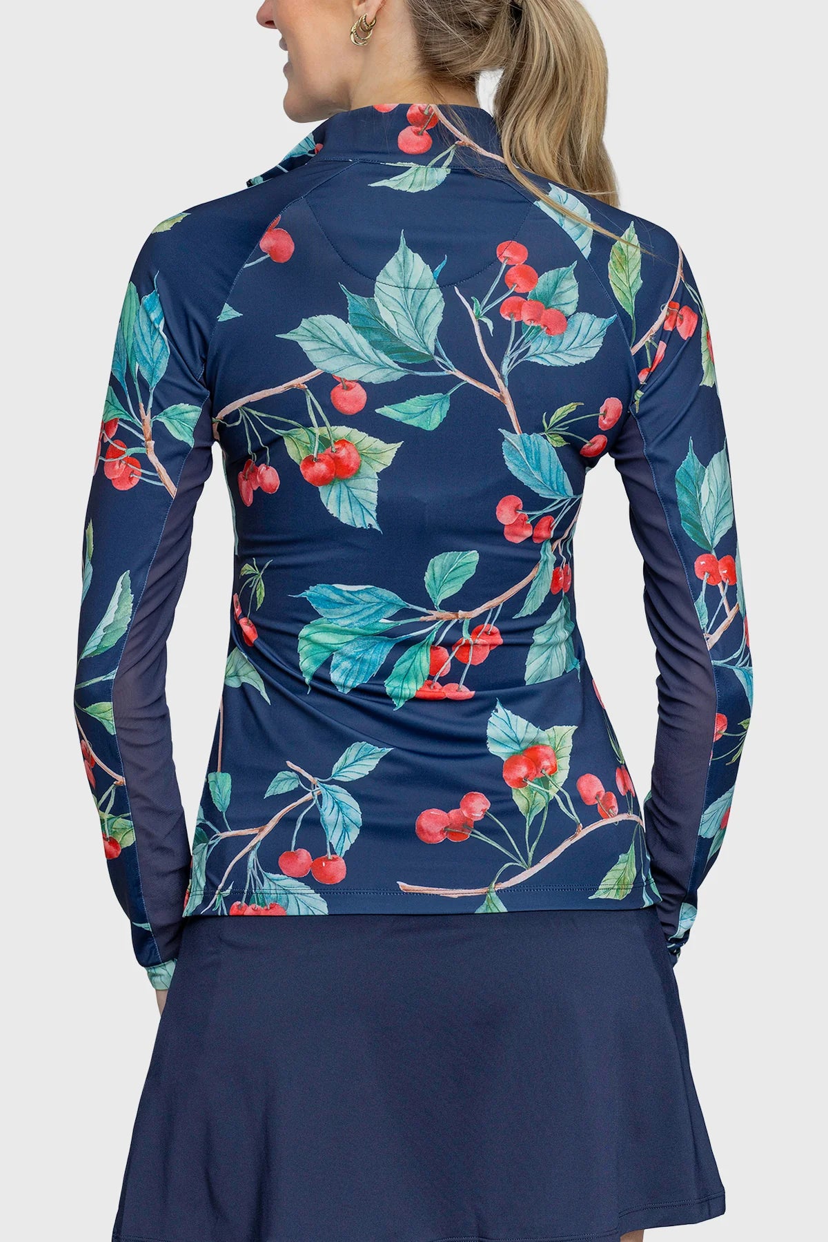 Kastel Denmark Long Sleeve Navy Cherries 1/4 Zip