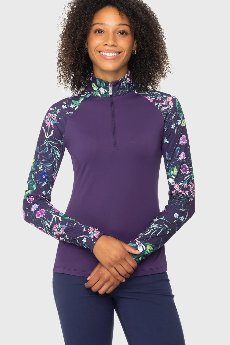 Kastel Denmark Violet Botanical Garden 1/4 Zip Raglan