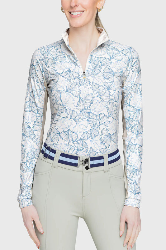 Kastel Denmark Long Sleeve Chambray Blue Poppy 1/4 Zip