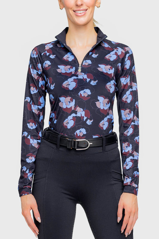 Kastel Denmark Long Sleeve Black Floral 1/4 Zip