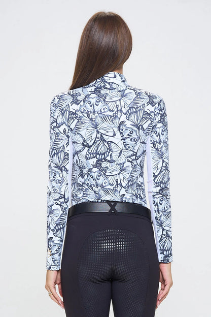 Dancing Equestrian Black and White Butterflies Sun Shirt