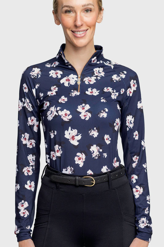 Kastel Denmark Long Sleeve Navy Floral 1/4 Zip
