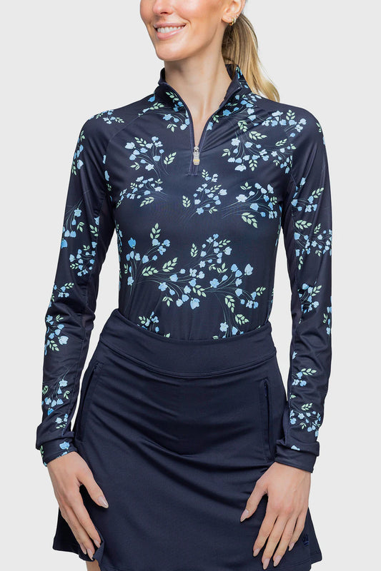 Kastel Denmark Long Sleeve Navy Rosebud 1/4 Zip