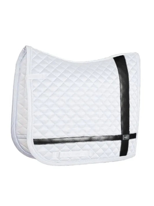 Equestrian Stockholm Dressage Saddle Pad in White Leather