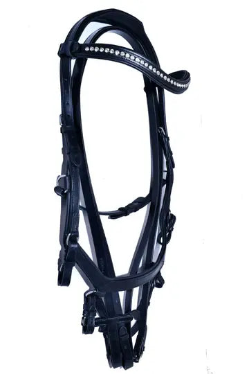 Bridleberry Ergonomic Bridle w/Crystal Leather Browband w/Full Grain English Leather Reins